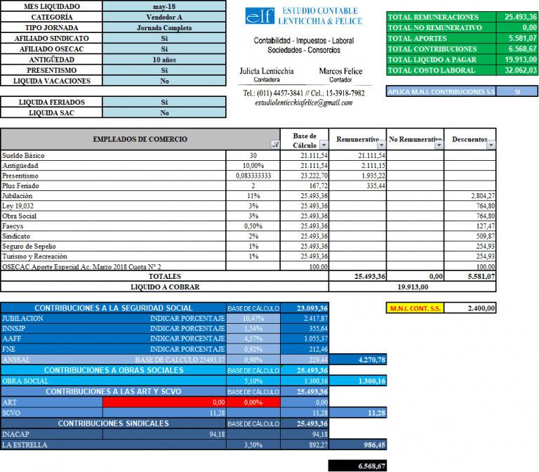 Ejemplo Recibo De Sueldo Empleados De Comercio Liquidación MAYO 2018 ...