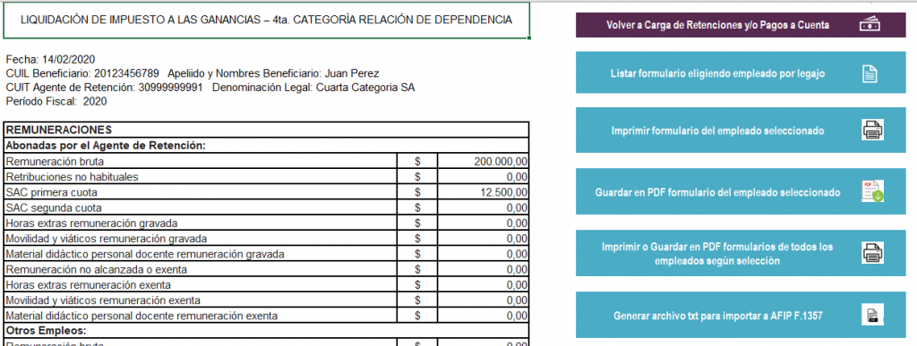 excel para generar 1357Planilla Excel para generar formulario 1357 Anuales 2019 (Descarga gratis hasta 50 empleados)