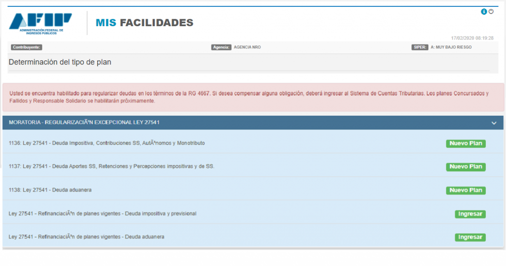 afip habilito la moratoria 2020