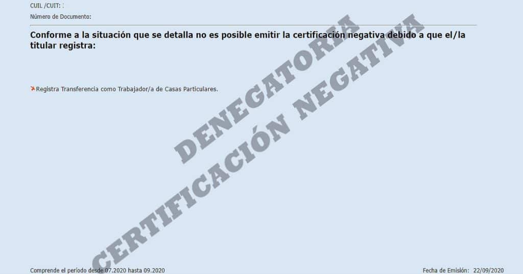 anses negativa dolares