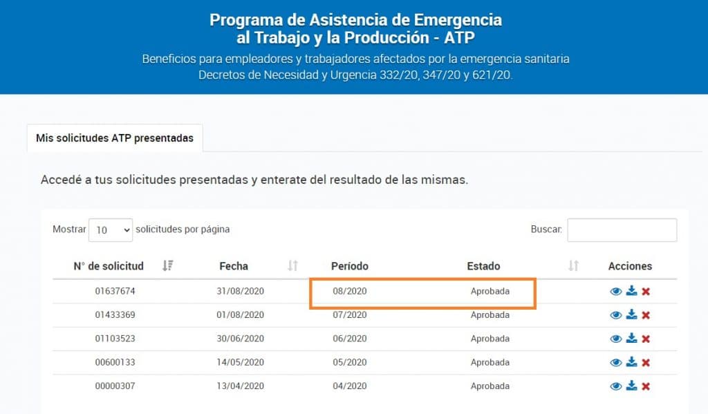 atp agosto, aprobacion afip