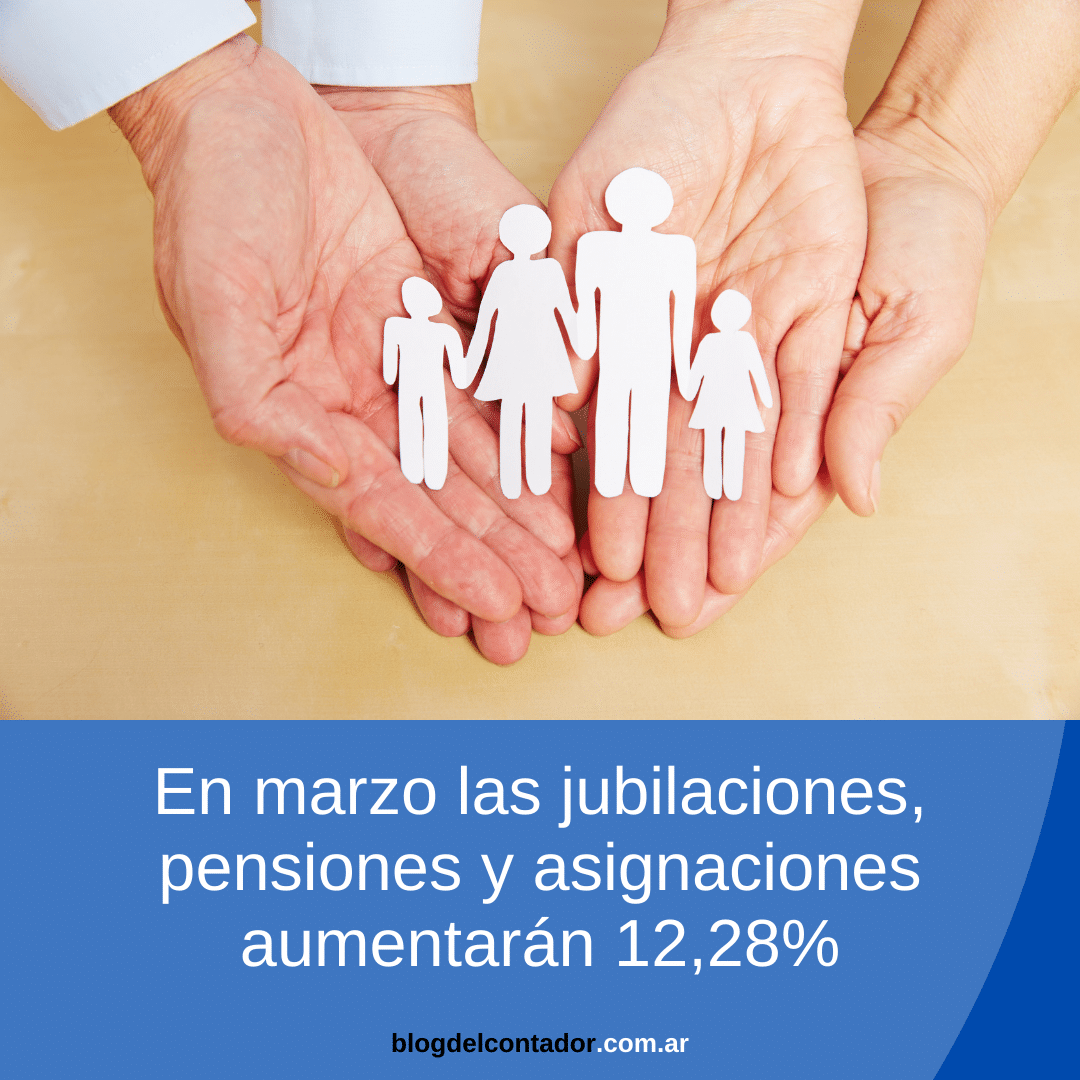 En marzo las jubilaciones, pensiones y asignaciones aumentarán 12,28%