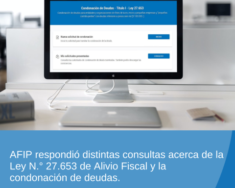 AFIP respondió distintas consultas acerca de la Ley N.° 27.653 de Alivio Fiscal y la condonación de deudas.