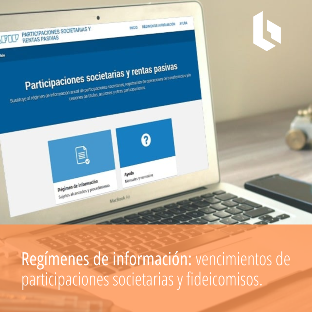 Regímenes de información: vencimientos de participaciones societarias y fideicomisos.